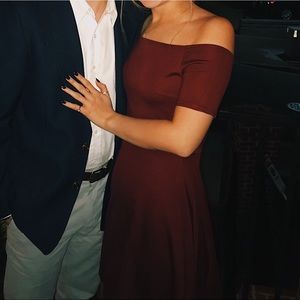 Burgundy/Maroon Off the Shoulder Dress